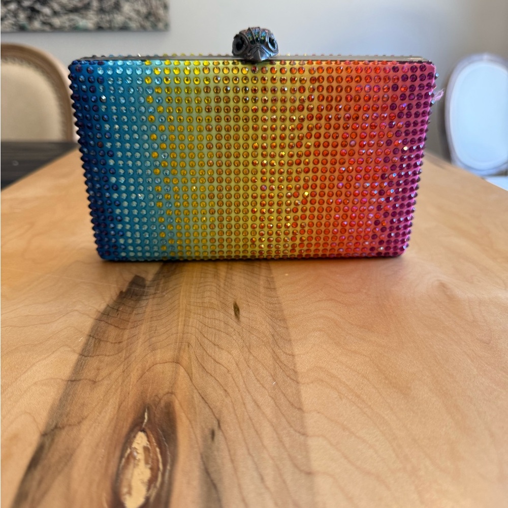 Kurt Geiger Rainbow Rhinestone Clutch (Holds Iphone)